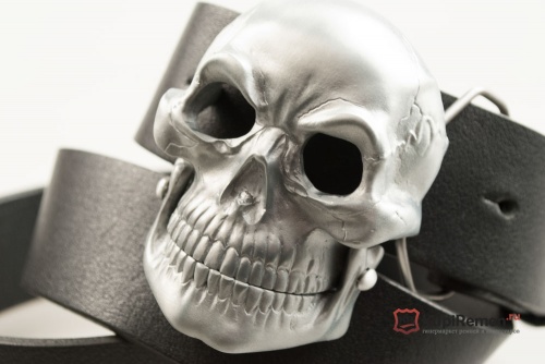 Кожаный ремень с пряжкой "SKULL" (Череп с подвижной челюстью) 3D - kupiremen.ru