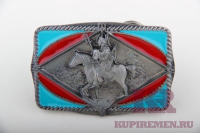Кожаный ремень с пряжкой "Индеец на коне" - kupiremen.ru