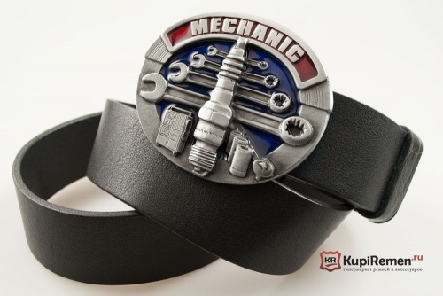 Кожаный ремень с пряжкой "MECHANIC" (Механик) 3D - kupiremen.ru