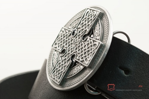 Кожаный ремень с пряжкой "ROUND CROSS BLACK" (Кельтский крест) - kupiremen.ru