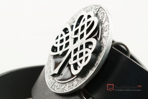 Кожаный ремень с пряжкой "CELTIC CLOVER Black" (Кельтский клевер) 3D - kupiremen.ru