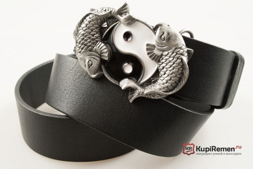 Ремень с пряжкой "YING YANG FISH" (Рыбы Инь-Янь) 3D - kupiremen.ru