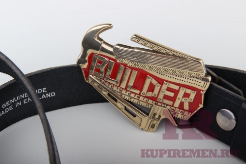 Кожаный ремень с пряжкой "BUILDER" (строитель) - kupiremen.ru