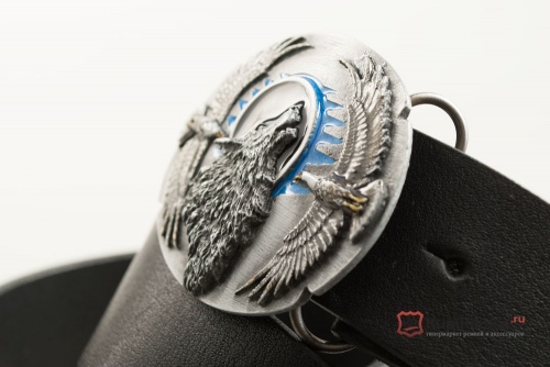 Кожаный ремень с пряжкой "WOLF HEAD AND EAGLES" (Голова волка с орлами) 3D - kupiremen.ru